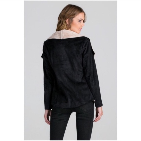 NEW FAUX SHERPA BLACK MOTOR JACKET SIZE S - Picture 3 of 8